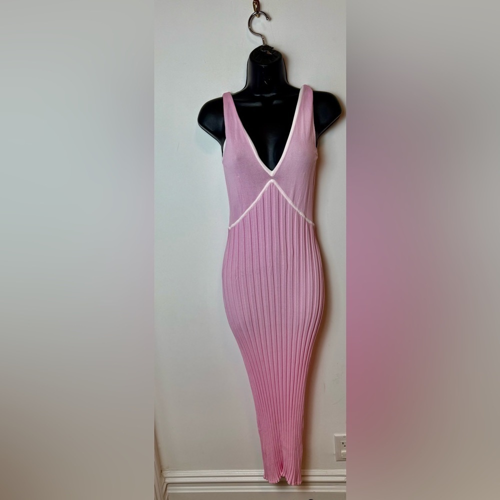 Pink ribbed bodycon Aubrey  Dress Solid & Striped  size small